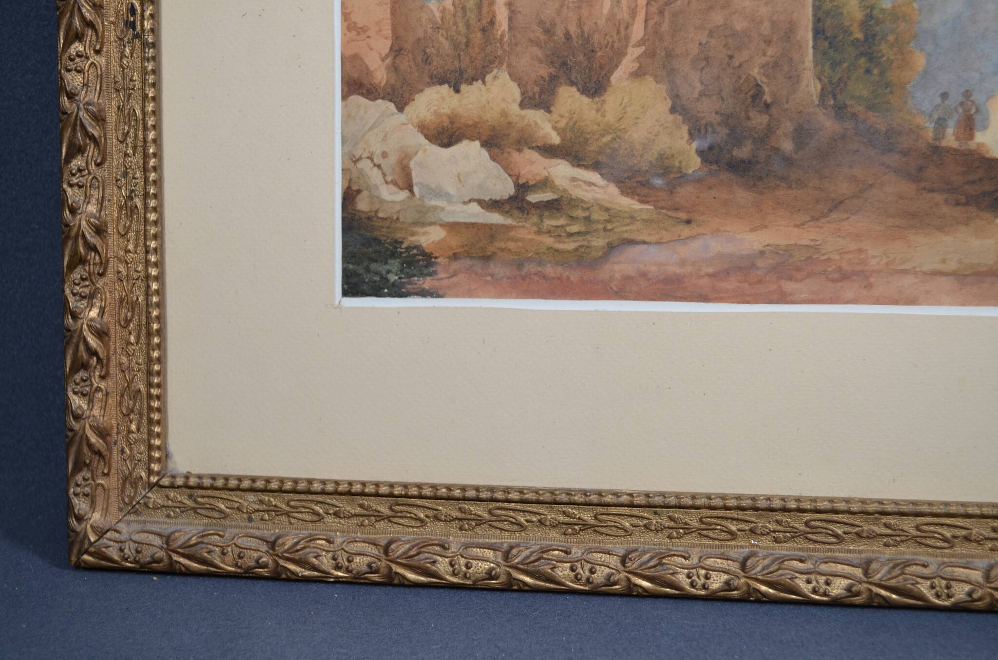 French School of the early 20th century “The Ruins” Watercolor