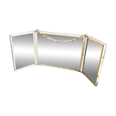 Beige metal triptych mirror