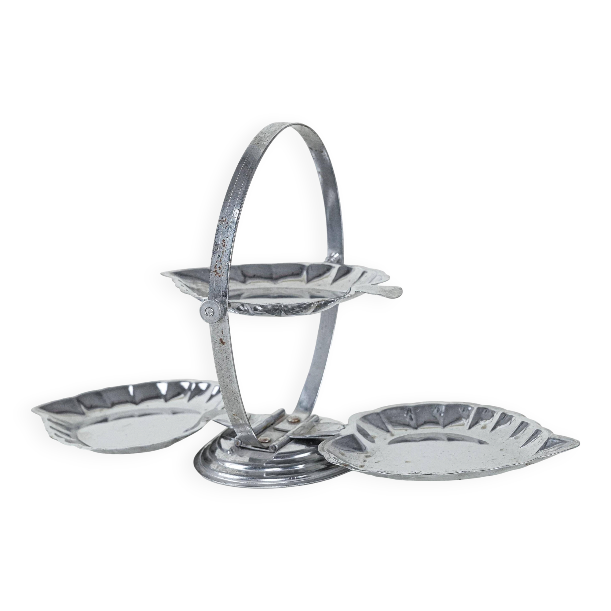 Three-tier metal cake stand, Italian design, 1970s, made in Italy