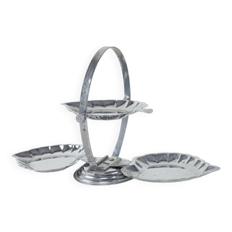 Three-tier metal cake stand, Italian design, 1970s, made in Italy