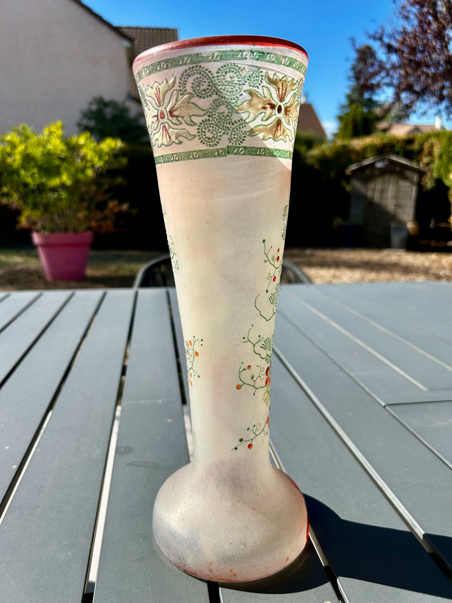 Cornet vase Art Nouveau "Spring" - Legras (St Denis)