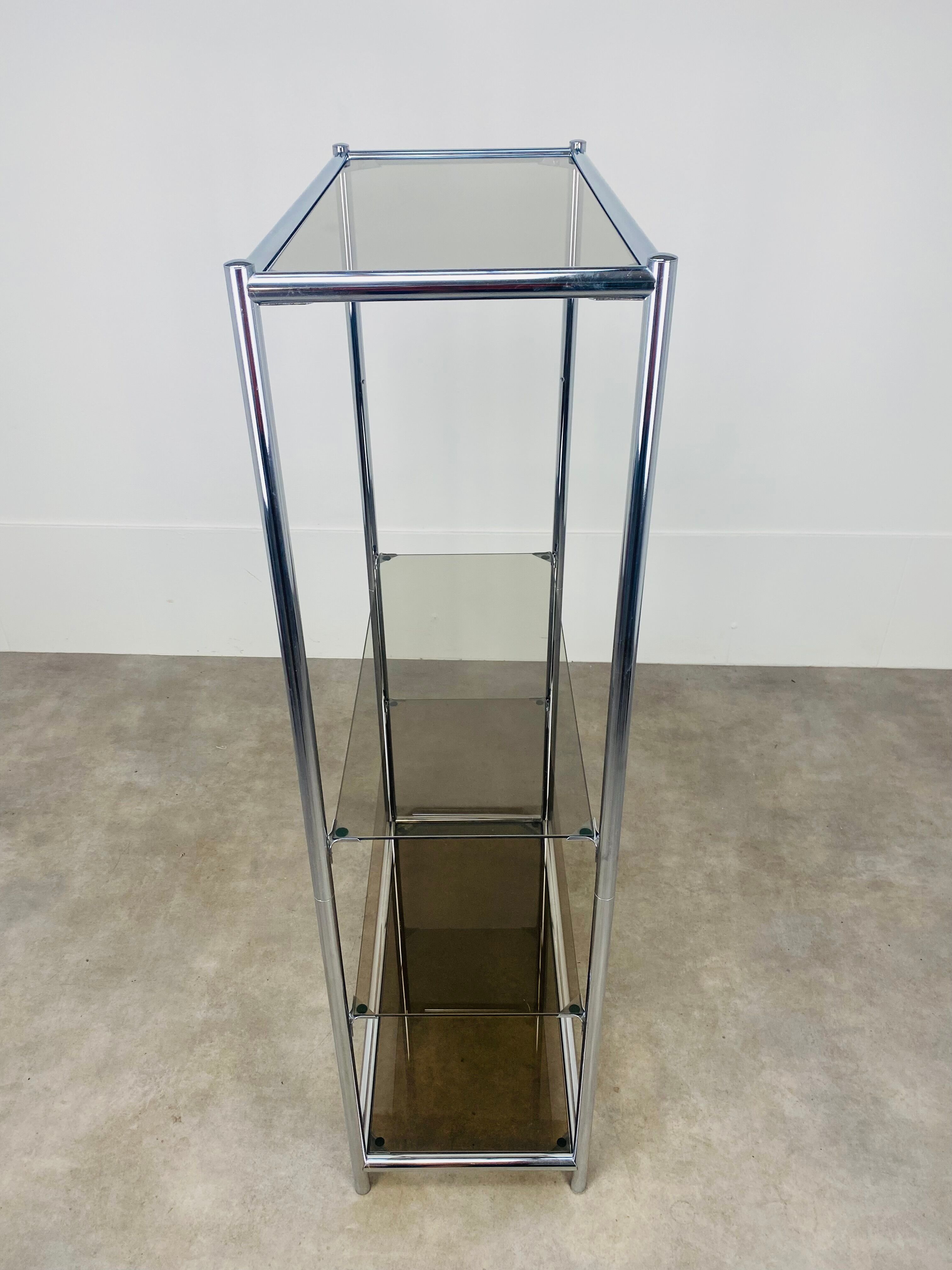 Shelf chrome and smoked glass 70s