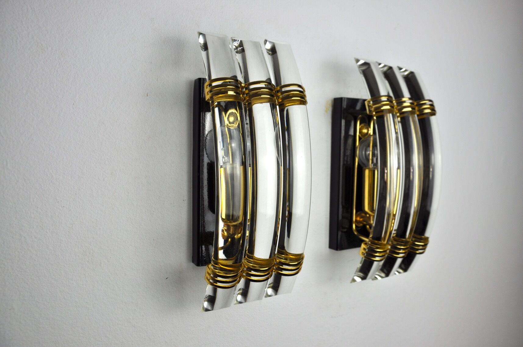 Paire d’appliques Triedi Murano, Italie, 1970