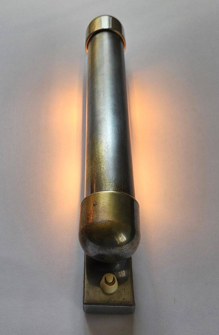 Rare Chrome Bauhaus Art Deco Wall Lamp Napako, 1940s