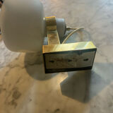 Vintage opaline and brass wall lamp