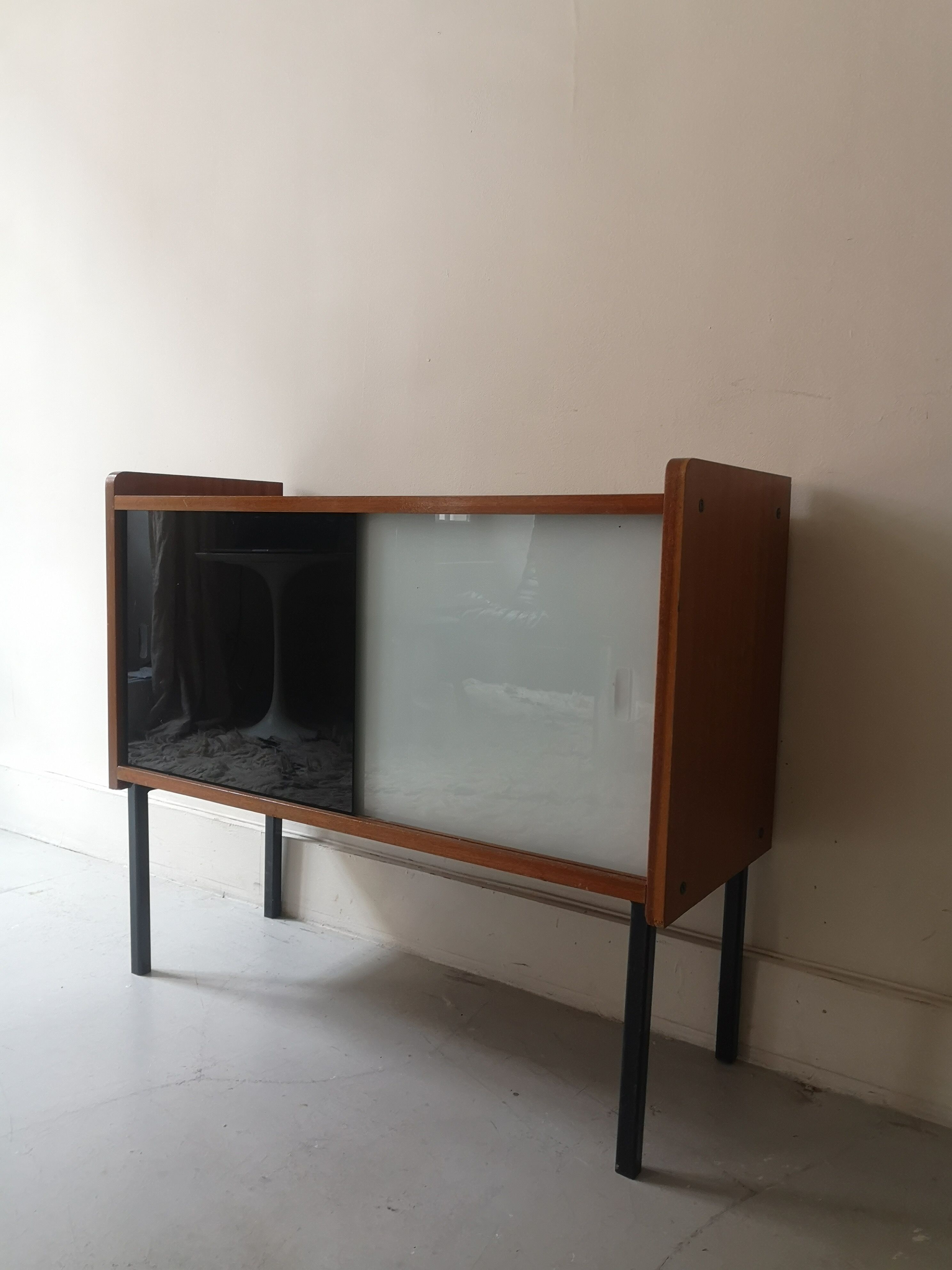 Modernist sliding glass sideboard, 1960