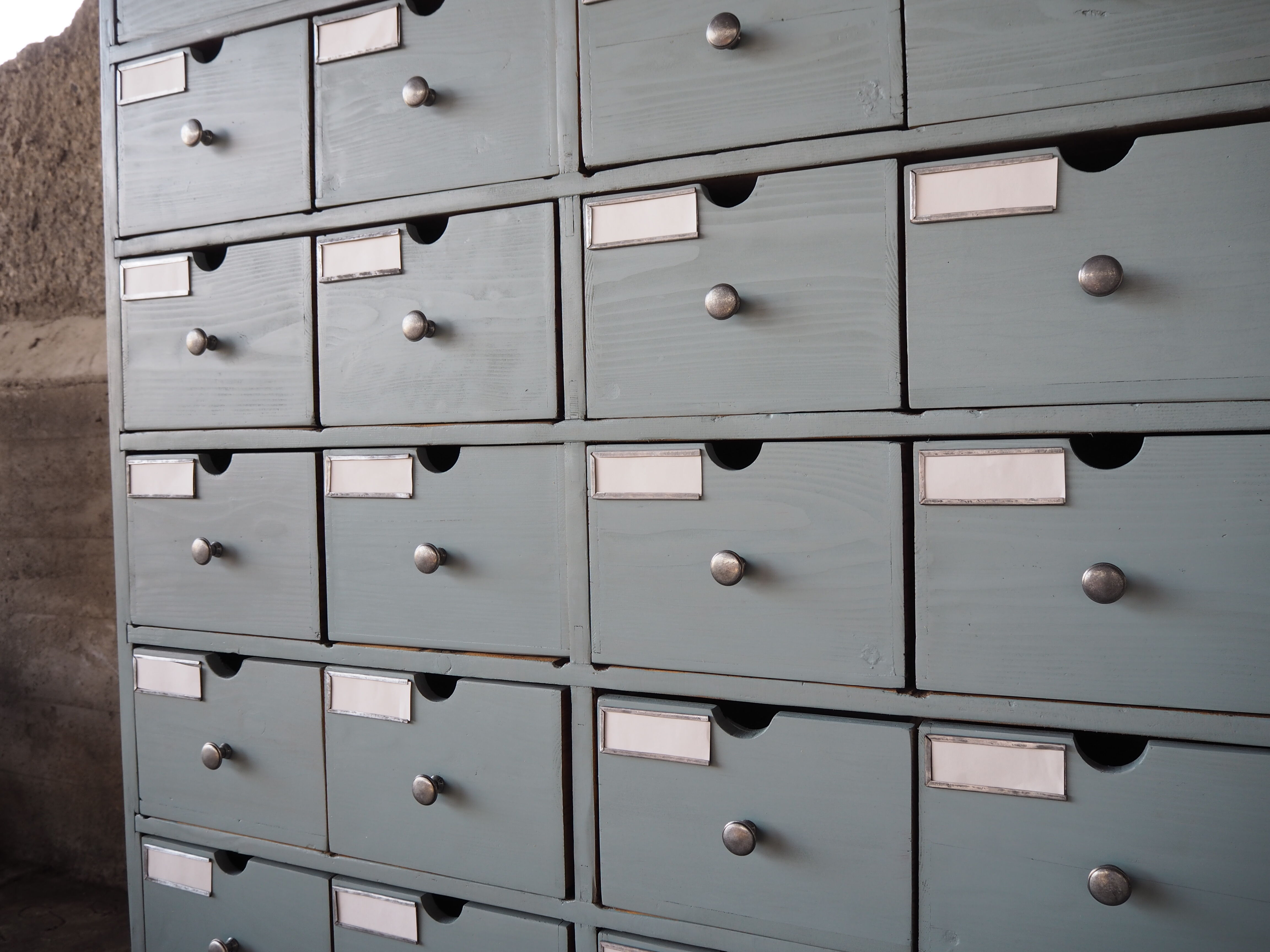 Vintage industrial wooden chest of drawers