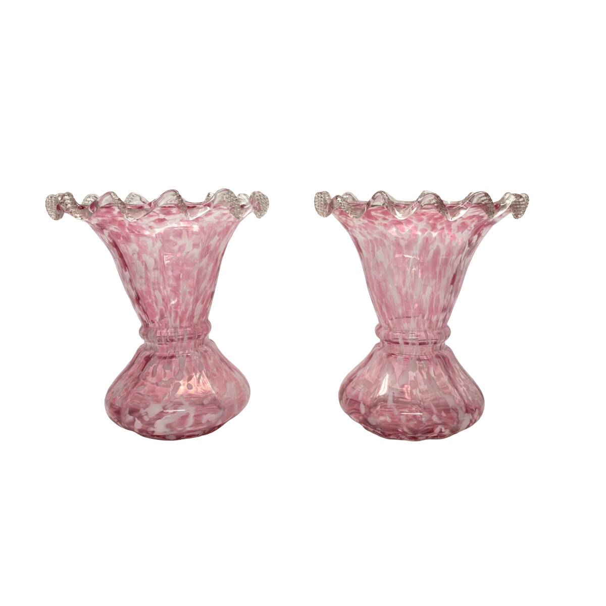 Set Of 2 Pink Art Nouveau Clichy Vases, early 1900s