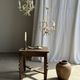 Small vintage cream metal flower chandelier with orange flowers and 3 arms.