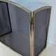 Three-Panel Neoclassical Fire Screen with Wire Mesh and Brass Frame