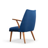 Danish Midcentury Reupholstered Blue Cocktail Chair, 1960s