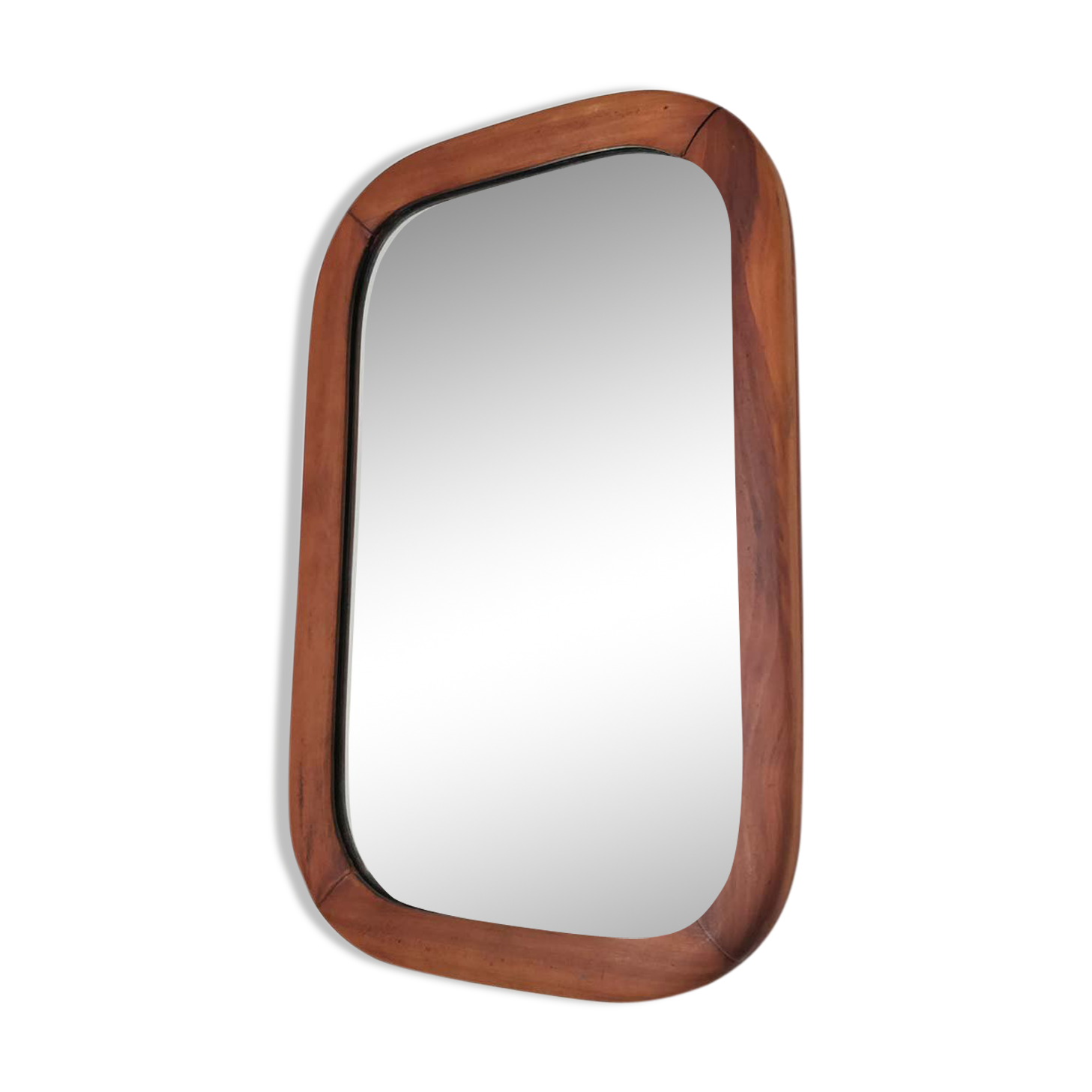 Vintage wooden mirror rounded corners 37x57cm