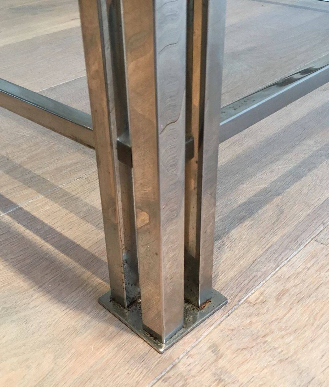 Modernist Chrome Coffee Table with Triple Legs, French Work circa 1970