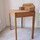 Art Deco oak desk, stripped finish, console size, 3 drawers.