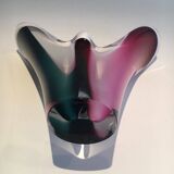 Multicoloured shell glass vase signed Flygsfors, 1956