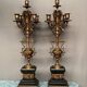 Pair of large Renaissance-style candlesticks. Marble. Solid bronze.