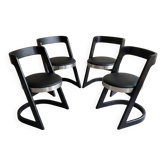 Set of 4 black cantilever chairs – Italian design from the 1970s
