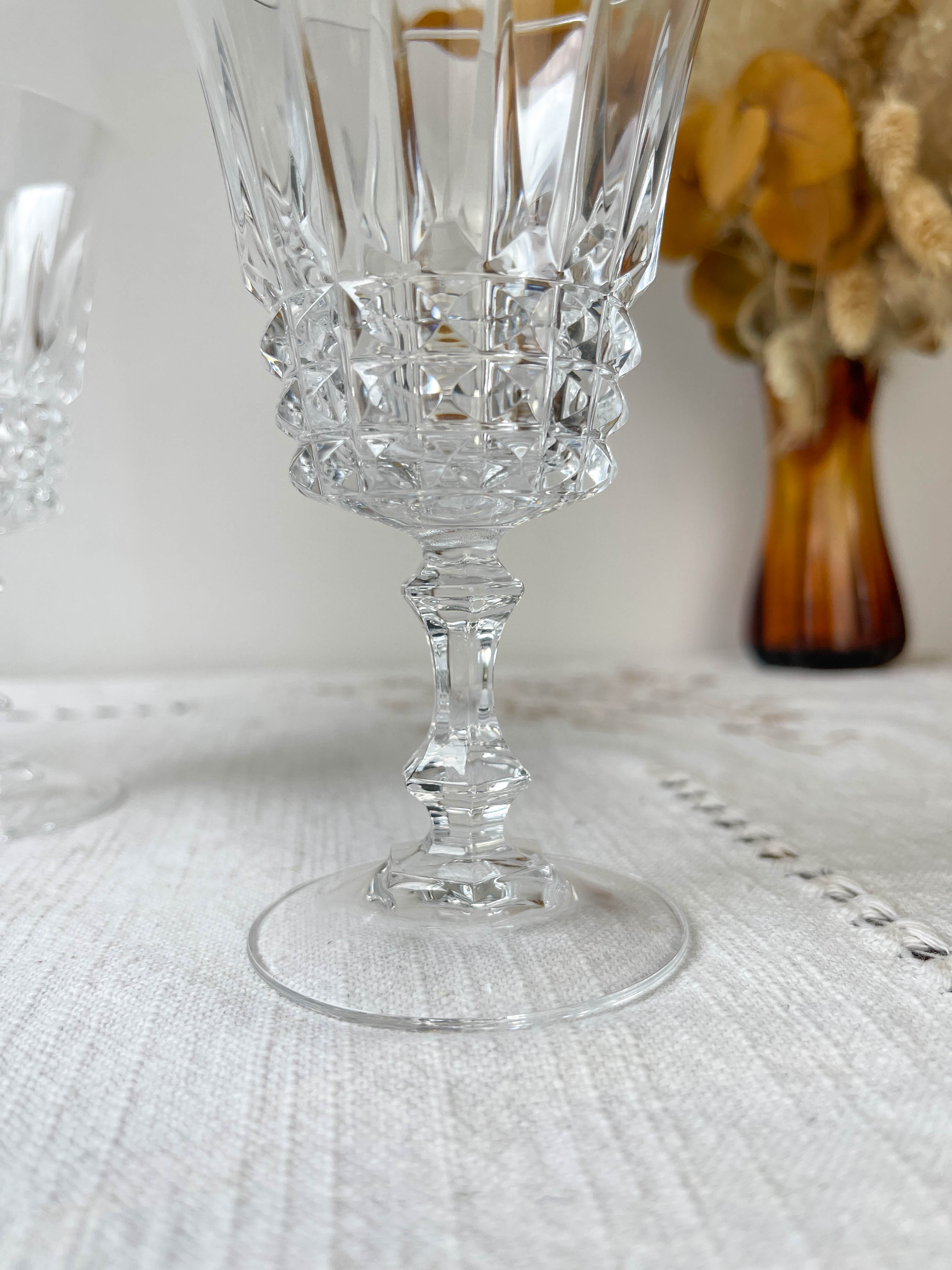 6 Arques crystal red wine glasses, Tuileries model