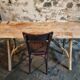 Antique French dressing table or writing desk in chestnut and poplar wood, circa 1900