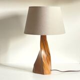 Geometric table lamp olive wood