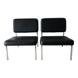 2 vintage chrome and skaï 70s chairs