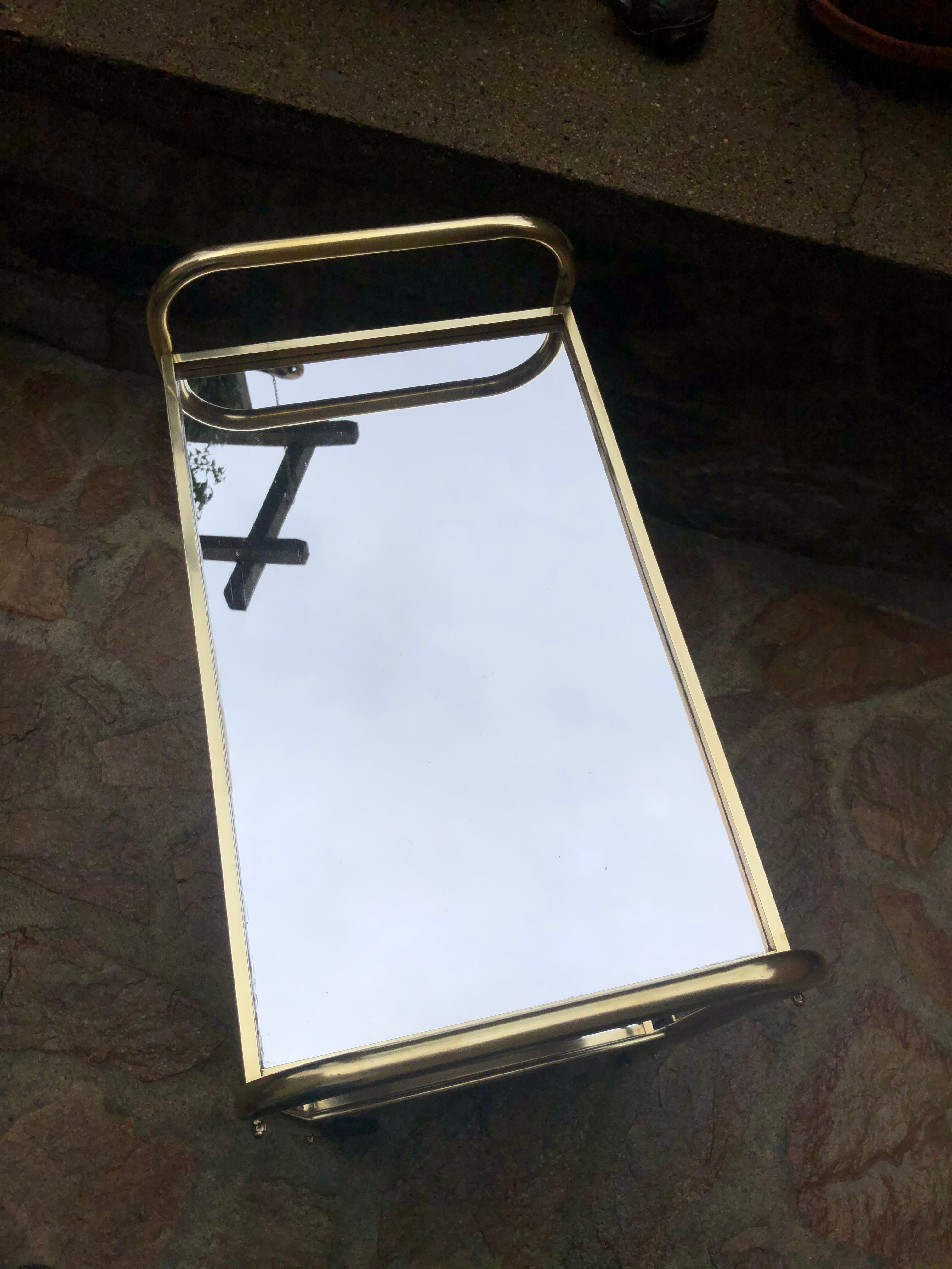 Golden rolling desserte vintage mirror trays