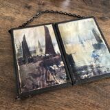 Triptych barber mirror 41.5 x 15 cm