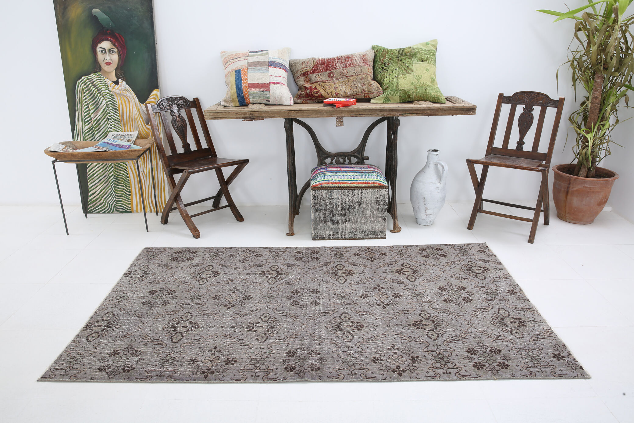 Tapis turc gris affligé 206x114cm