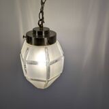 Art Deco faceted glass suspension, vintage light fixture with a diamond spirit and é.