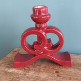 Art Deco ceramic candlestick, burgundy