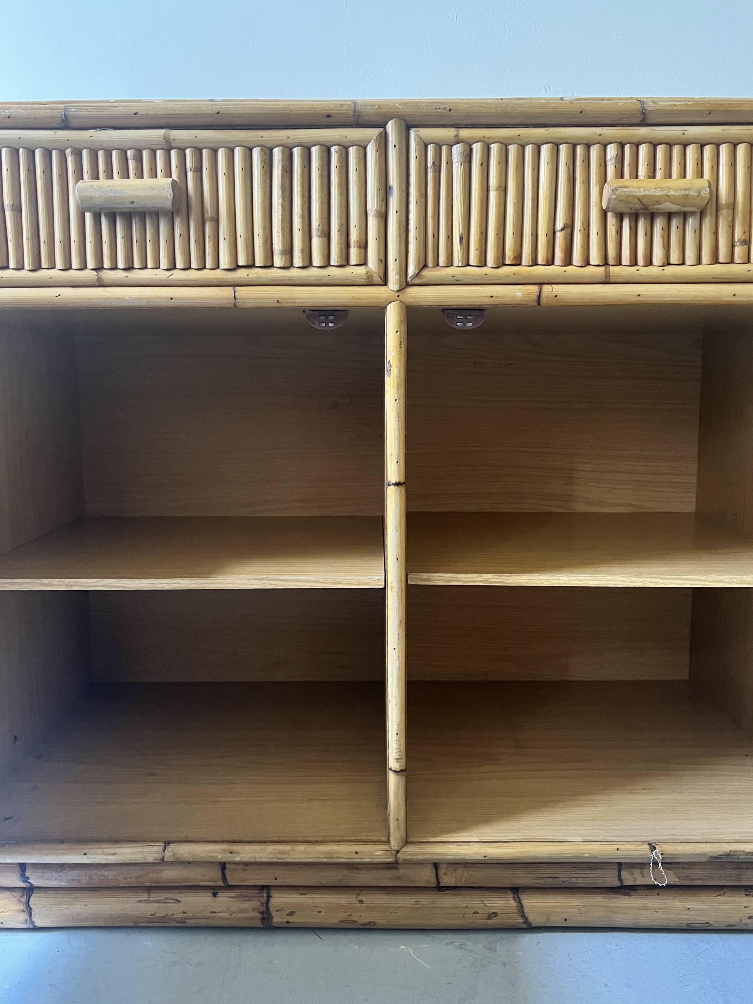 Vintage bamboo sideboard, Italy 1970