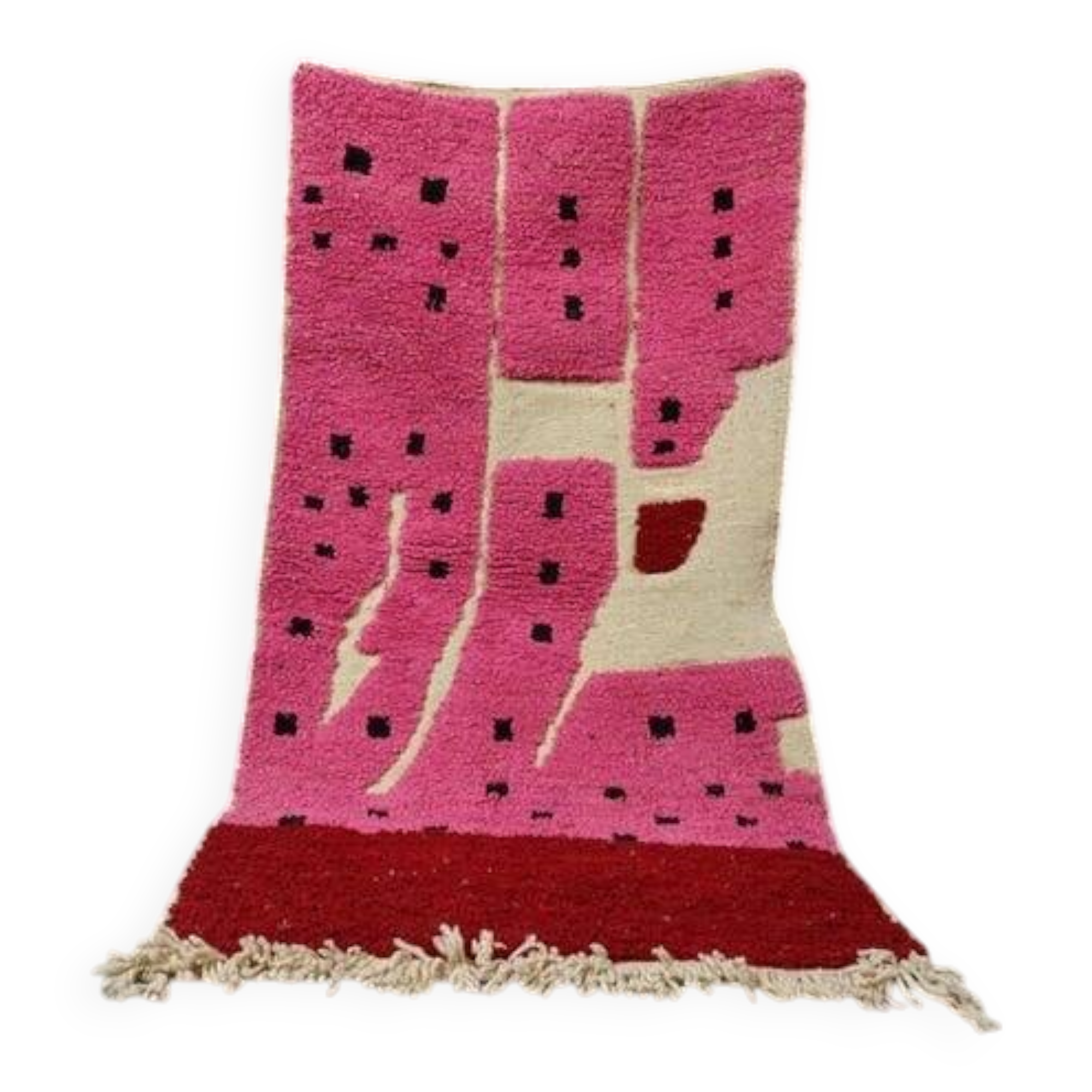 Handmade Berber rug with colourful patterns, size 100 x 200 cm.