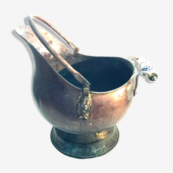 Cache pot ancient copper and porcelain