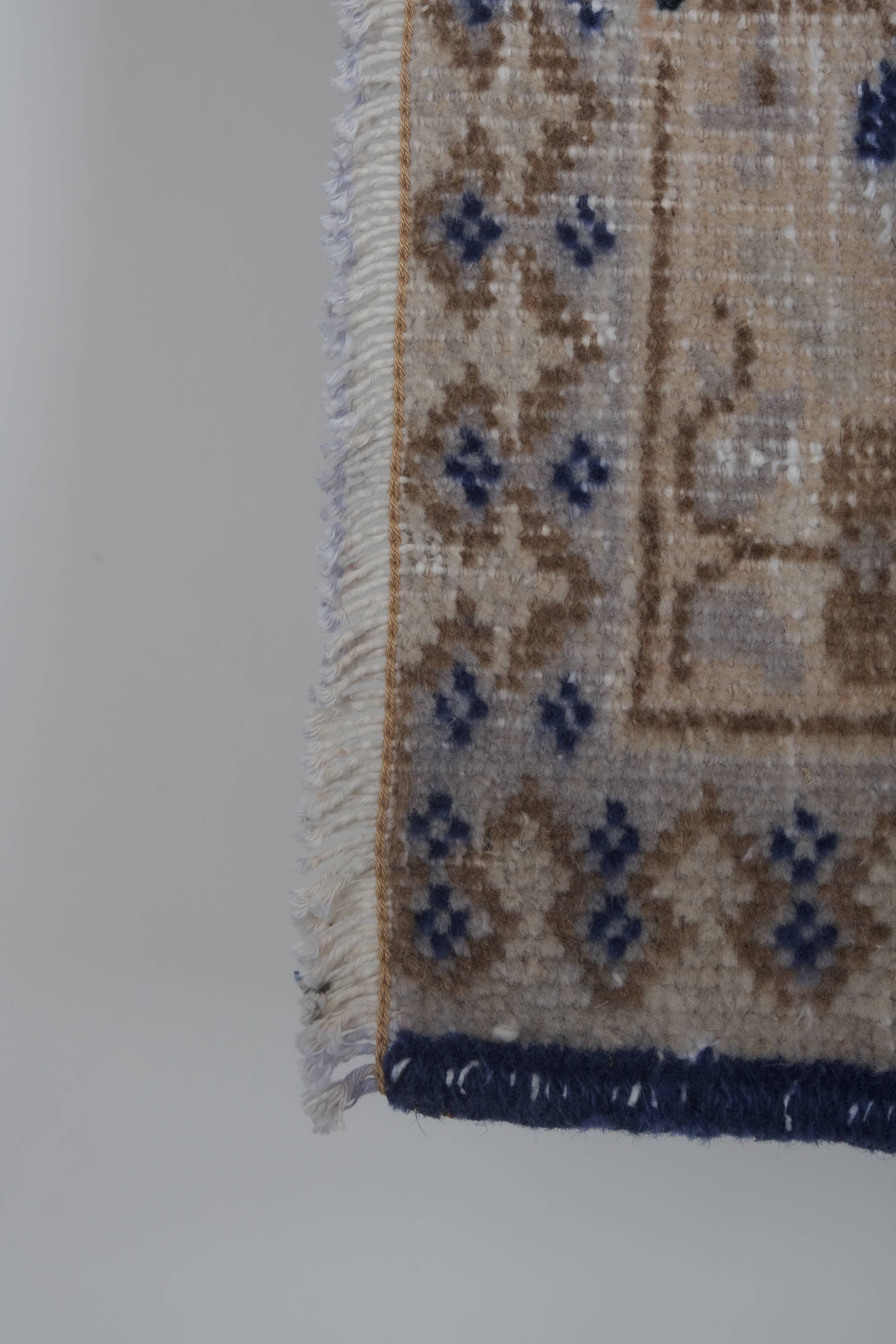 Shabby chic vintage turkish village pictorial rug 3'7'' x 5'4''