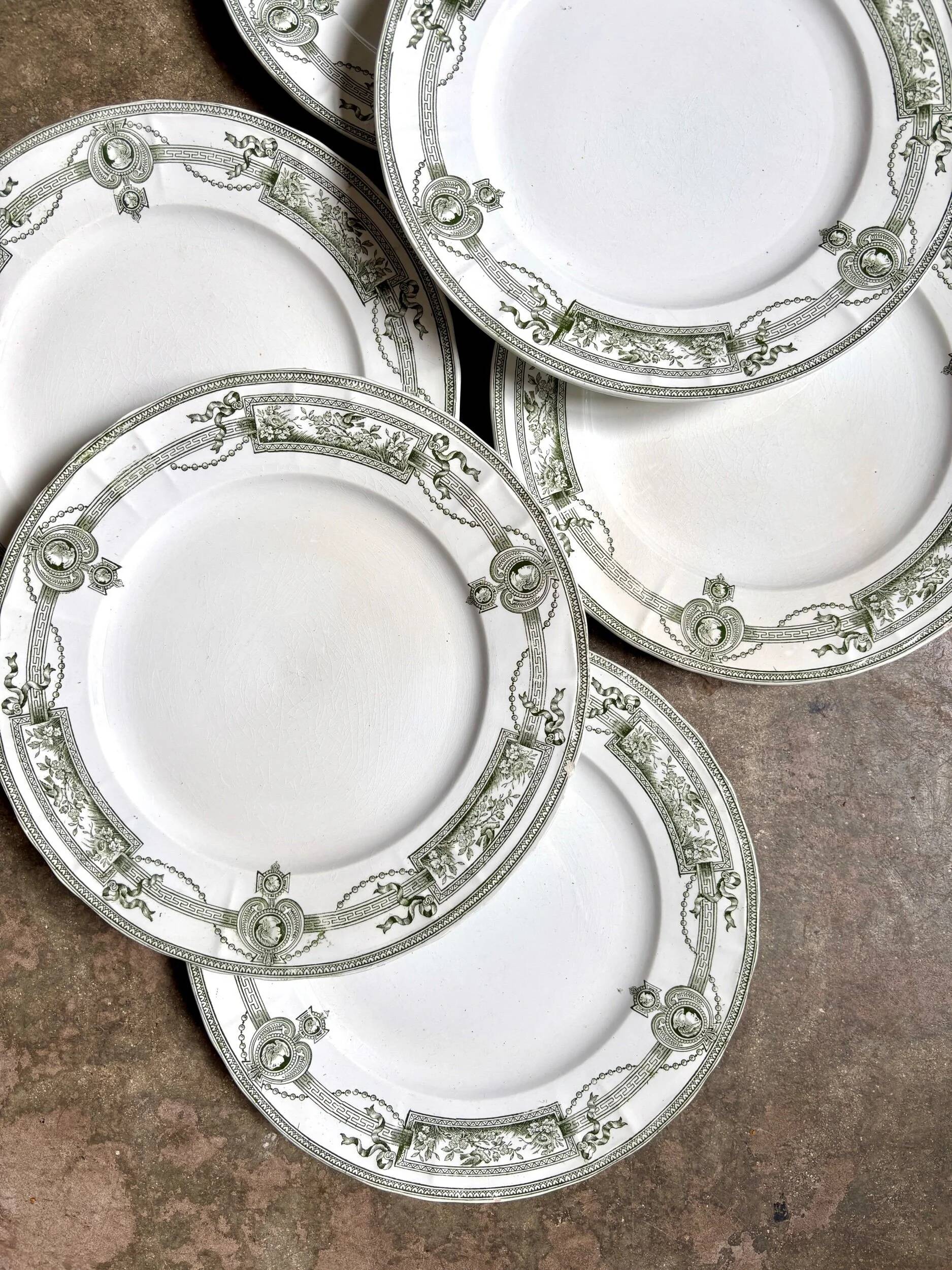 6 earthenware dessert plates from St Amand and Hamage, "Medallion" service