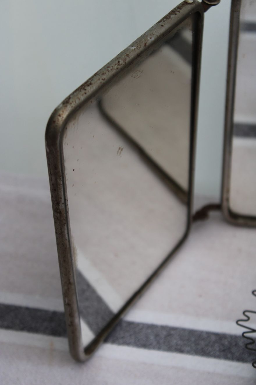 Old triptych barber mirror