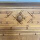 Bedside table / nightstand in pitchpin pine wood and bamboo with marble top