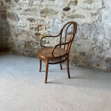 Thonet armchair with bent wood and caning