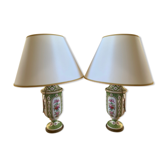 Pair of Jules Tielès porcelain lamps