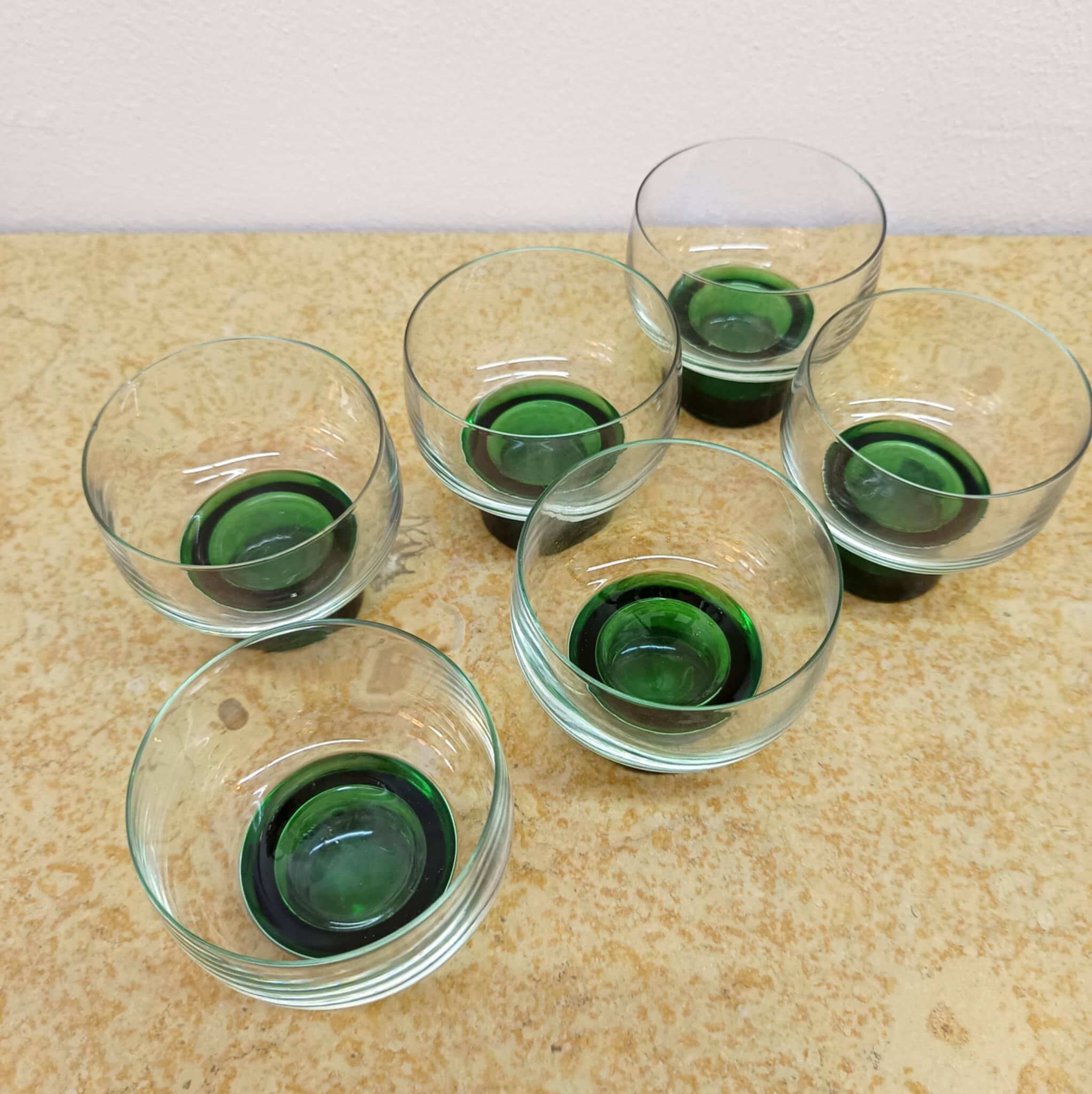 Six verres Luminarc 1970 vert
