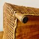 Grand panier à couture vintage en osier - tabouret en tissu matelassé - 1950