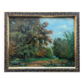 HSP painting "Treed path in the undergrowth" signed J. Manheimer 1918