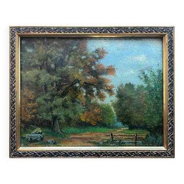HSP painting "Treed path in the undergrowth" signed J. Manheimer 1918