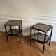 Pair of vintage metal and smoked glass side tables