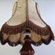 Lampe de table en céramique avec abat-jour en cuir cousu à la main, 1980