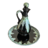 Stoneware carafe and plate