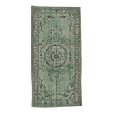 Tapis 4x9 pour salon, tapis Vintage oriental turc vert, 135x270Cm