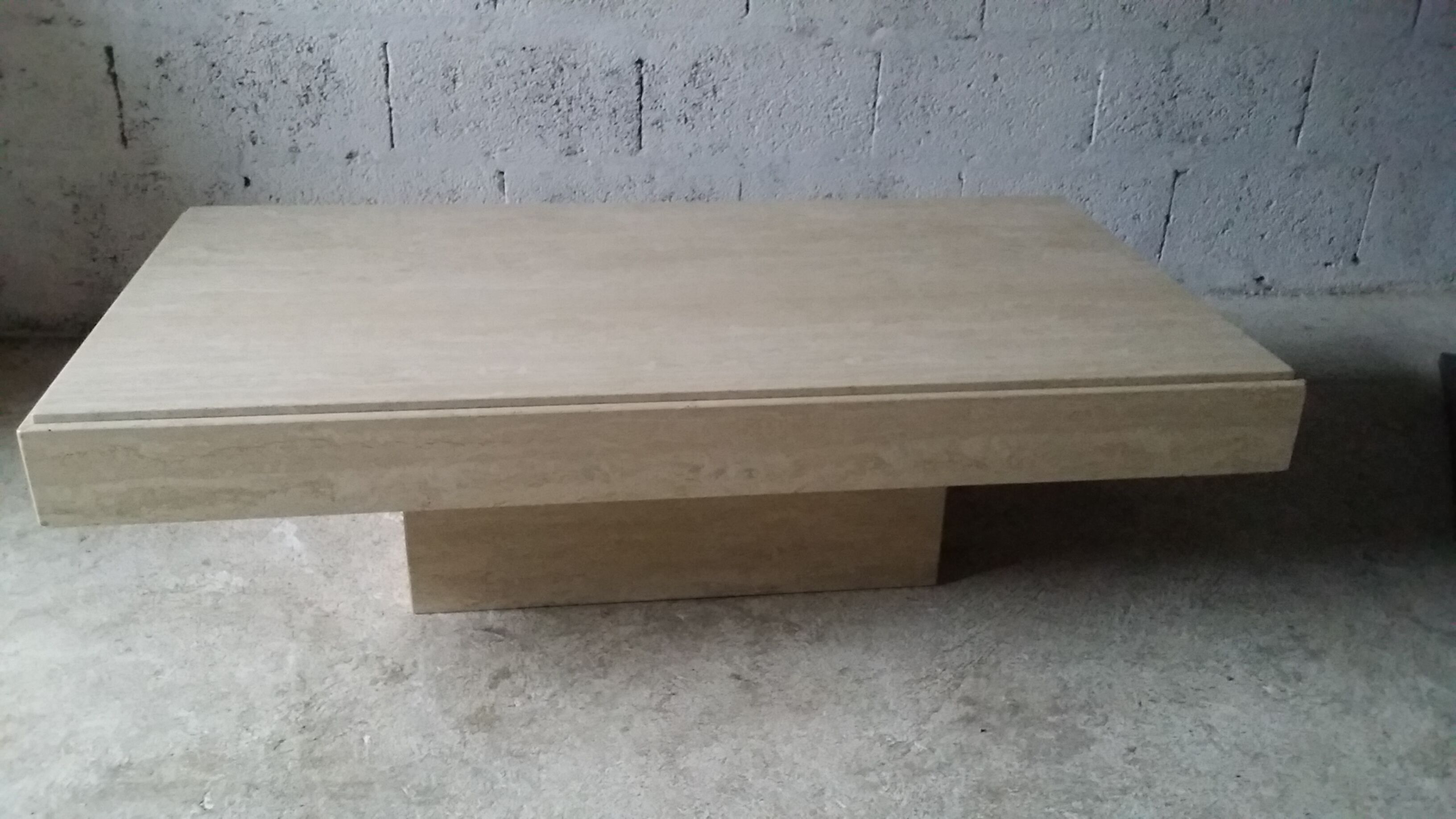 Table basse Travertin vintage années 80 Roche Bobois