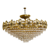 Crystal and solid brass ceiling chandelier, 5 lights, classic style.