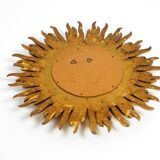 Mid Century Sunburst Kovex wall mirror made of wood and resin - gold plated